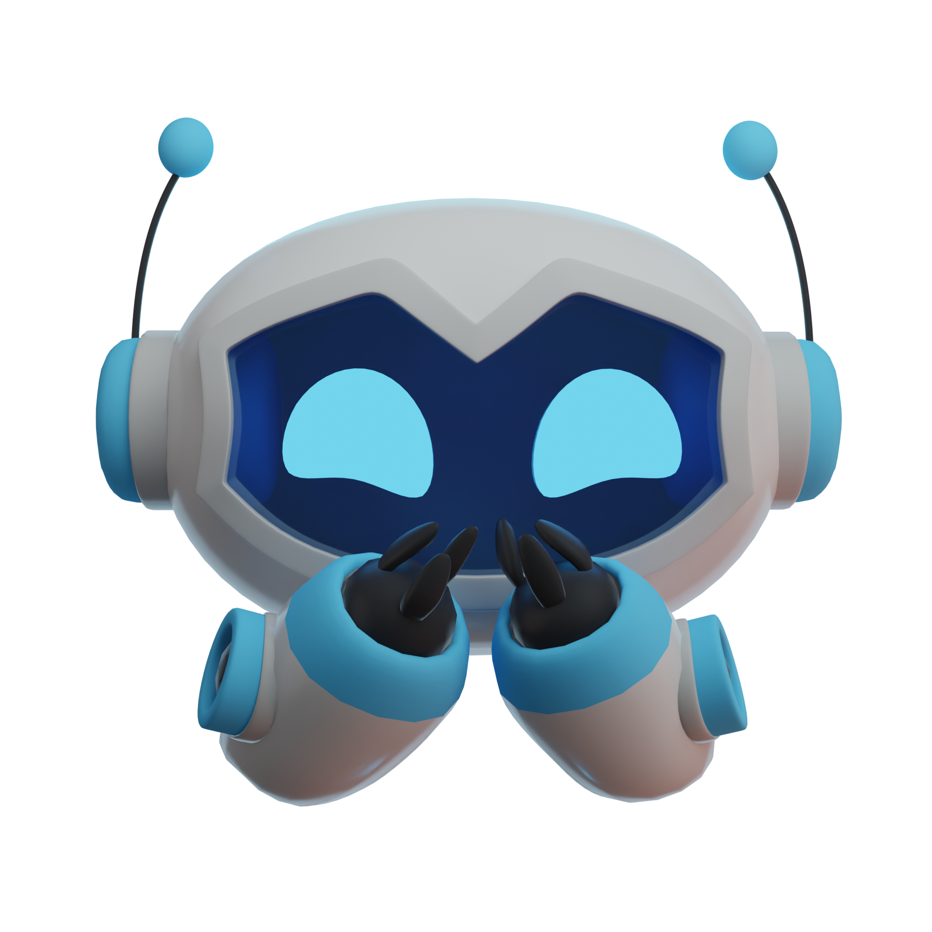 Excited robotic Candi character representing Candor Studios